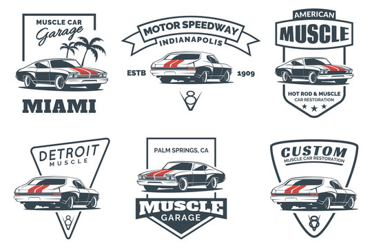 Classic muscle car logo, emblems and icons.