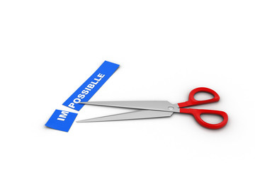 Scissor cut the word impossible