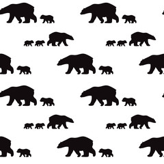Cute seamless pattern with winter polar bear. Mother and her child. Cute children pattern. Perfect for background paper or textiles.