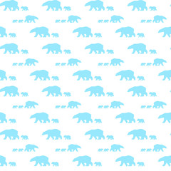 Cute seamless pattern with winter polar bear. Mother and her child. Cute children pattern. Perfect for background paper or textiles.
