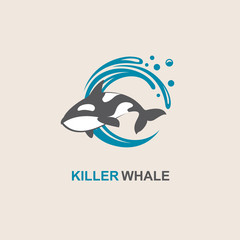 symbol of killer whale and sea wave