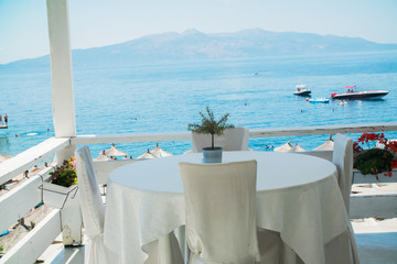 street restaurant on the sea shore