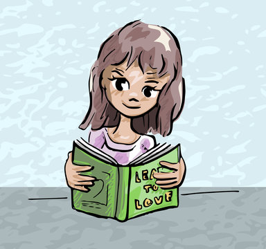 Meisje leest boek over de liefde