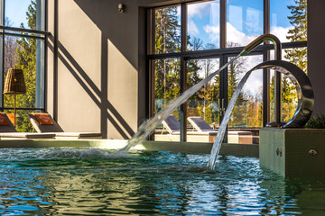 SPA hydrotherapy massage waterfalls with mineral water