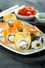 Assorted sushi and rolls