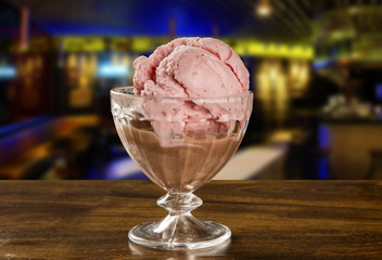 Ice cream strawberry and chocolate