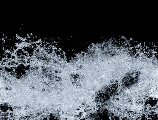 Water splash on black background