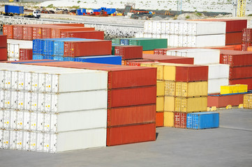 Cargo container in port