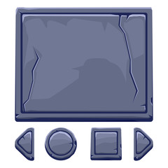Set Cartoon stone assets and buttons For Ui Game on white background
