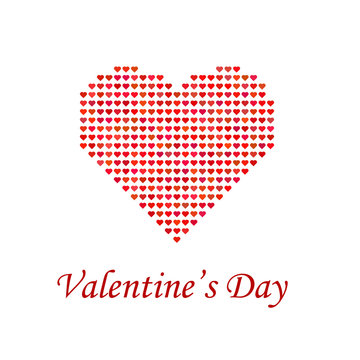 Valentines Day Romantic Banner with Red Heart on White Background.