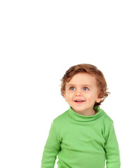 Adorable baby with green shirt