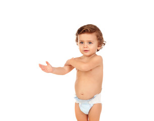 Adorable baby wearing diaper
