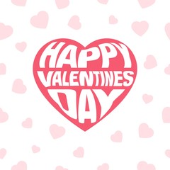 Vector illustration with Red  heart Valentines day card with sign on heart background