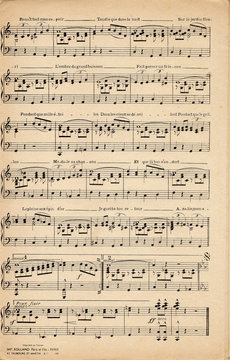 French antique vintage music sheet