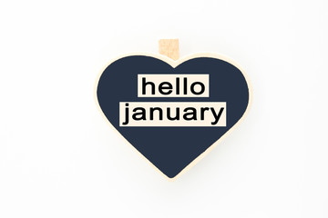 Concept hello january message on wood boards