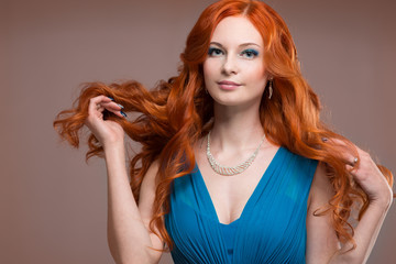 young woman with red hair.