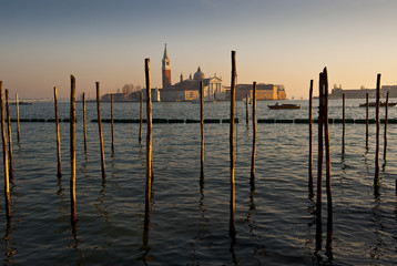 Fototapeta premium The Venice Lagoon, in the background the Basilica of St. Giorgio Maggiore. Italy.