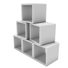 Product display boxes. 3D render isolated on white. Platform or Stand Illustration. Template for Object Presentation.