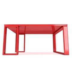 Red Table. 3D render isolated on white. Platform or Stand Illustration. Template for Object Presentation.