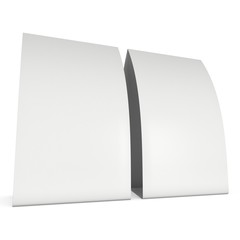 Two blank paper tent cards. 3d render illustration isolated. Table cards mock up on white background.