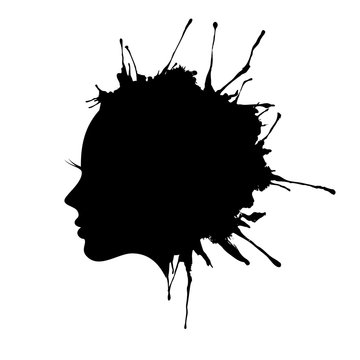 Woman Face Profile Ink Blot