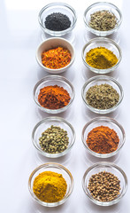 Different kinds of spices and herbs