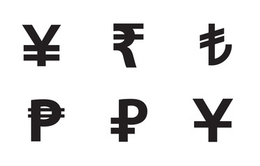 Obraz premium Currency symbols vector icon set.