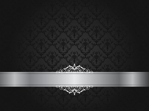 Luxury black floral wallpaper with scroll, the vector illustrator, can be scaled to any size without loss of resolution.