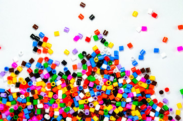Full Color Beads On white background, Close Up.