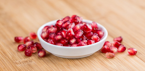 Portion of Pomegranate seeds (selective focus)