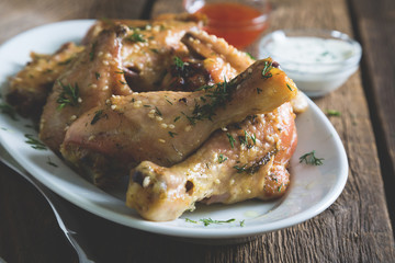 Pieces of fried chicken