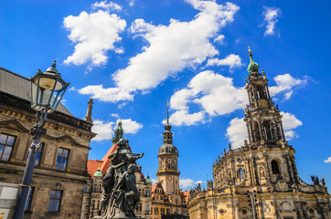 Fototapeta na wymiar Dresden Cathedral of the Holy Trinity or Hofkirche, Dresden Castle, Dresden, Saxony, Germany
