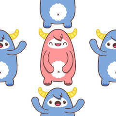 Cartoon yeti seamless pattern. Vector illustration