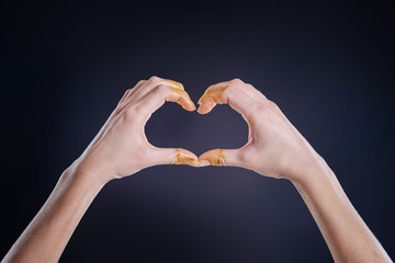 Pleasant woman expressing love