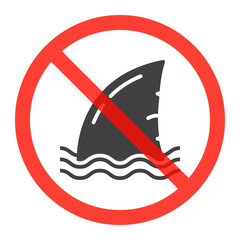 No eating shark fin soup ban sign, icon in prohibition red circle, forbidden symbol. Vector illustration isolated on white