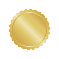 Modern gold circle metal badge, label and design elements. Vector illustration