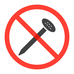 prohibition red circle, No nails ban sign, forbidden symbol. Vector illustration isolated on white