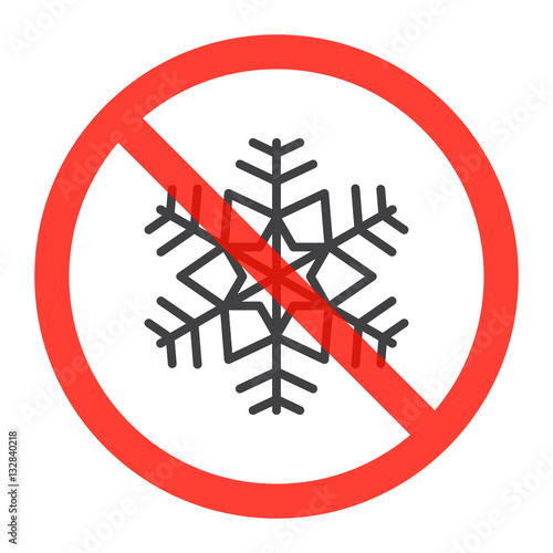 "Snowflake line icon in prohibition red circle, Do not freeze ban sign, forbidden symbol. Vector