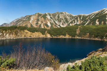 Fototapeta na wymiar Tateyama Alpine Route and Mikuri Pond