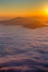 Landscape with the mist at Pha Tung mountain in sunrise time, Chiang Rai, Thailand.