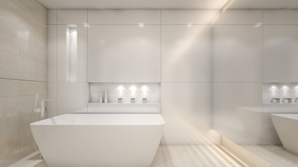 Naklejka na ściany i meble Luxury modern water closet / 3D Rendering