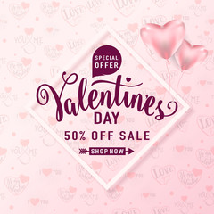 Vector illustration of valentines day sale background