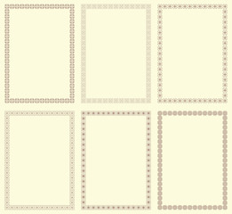 Set of six vintage frames in proportions A4.