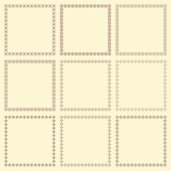 Set of nine vintage square frames.