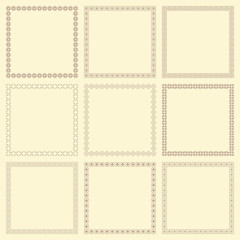 Set of nine vintage square frames.