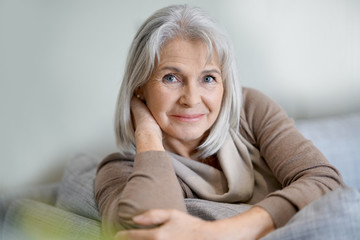 Portrait of beautiful senior woman with white hair