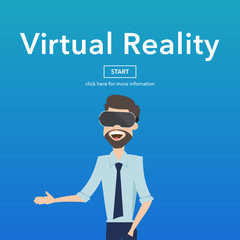 Business Use Virtual Reality Web Page Concept.