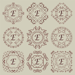 Set of nine vintage monograms.