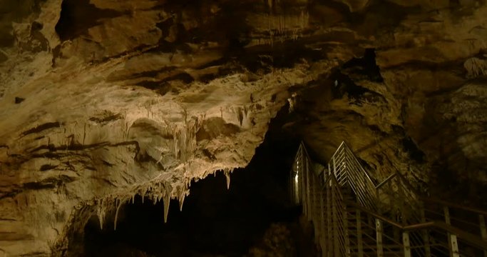 Stalactites and stalagmites in the &ldquo;Antro del Corchia&rdquo; limestone cave, Italy