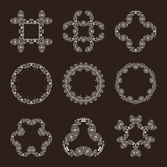 Set of decorative vintage elements. For business card, monogram, poster, logo, postcards, design. Vector illustration.